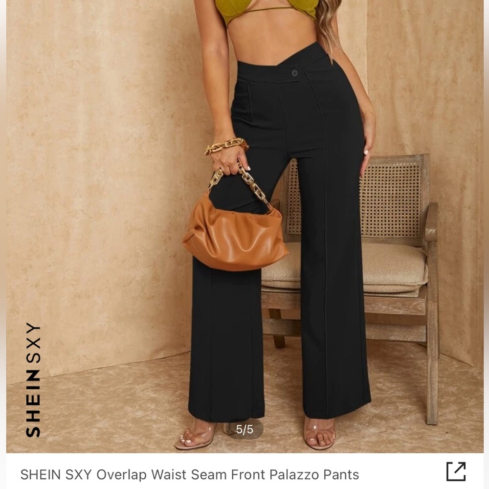 shein overlap waist pants